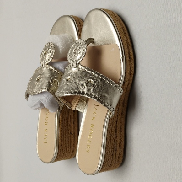 Jack Rogers Marbella Mid Wedge  Whipstitch Thong Sandals - Picture 3 of 5